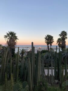 Sunset sea view from Jardins de Mossen Costa i Llobera Montjuic Barcelona