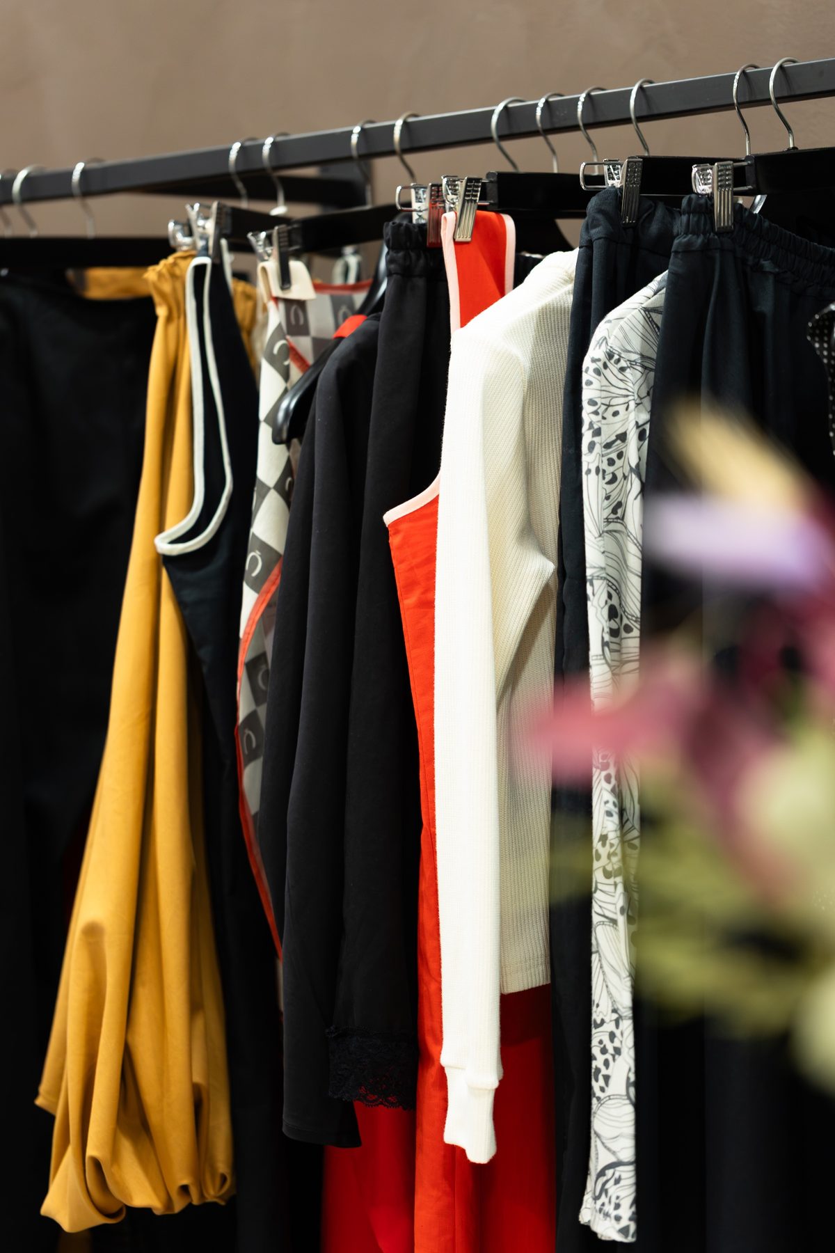 Lorna Earth pieces on the rail in the boutique